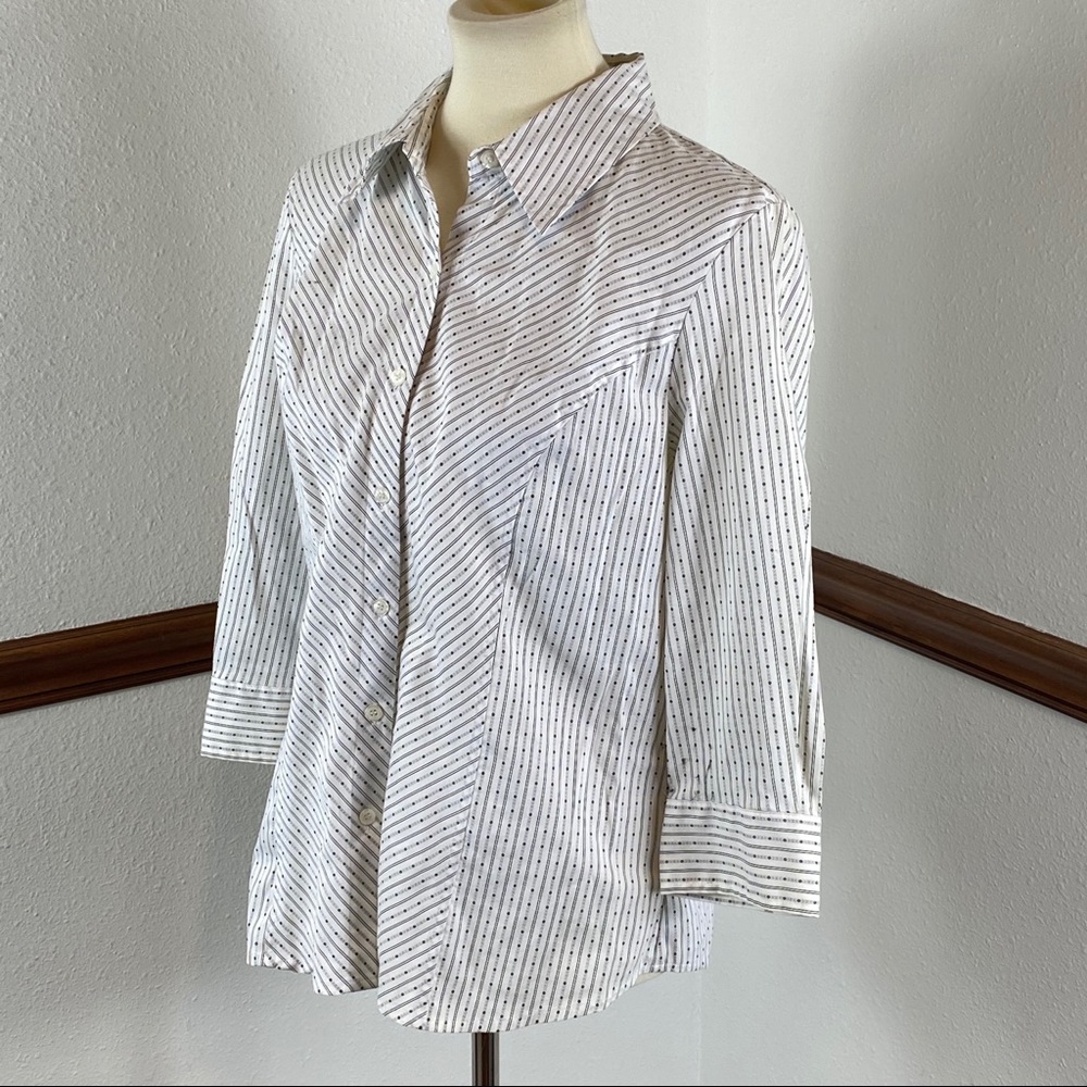 Apostrophe 3/4 sleeve button down blouse size L - Picture 3 of 5